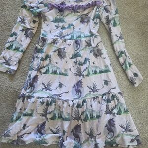 Girls Tiny Roots Bamboo Fantasy Dragon Print Dress